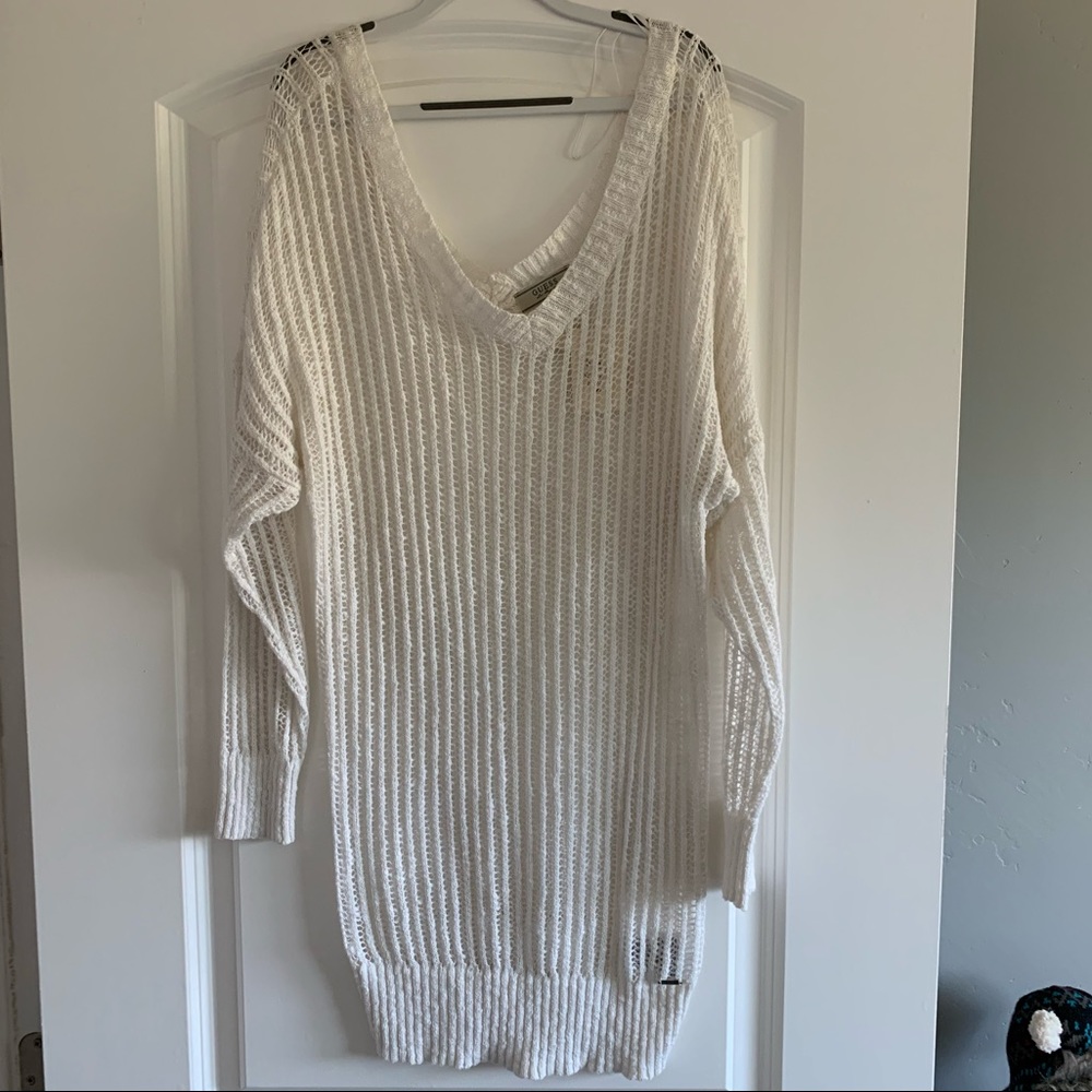 New with Tags Guess White Crochet Sweater - Medium